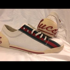 Gucci White Guccissimi Sneakers With Web Detail